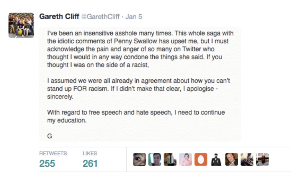 Gareth Apology